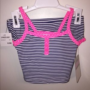 NWT baby girls tankini bikini navy pink 6-9m